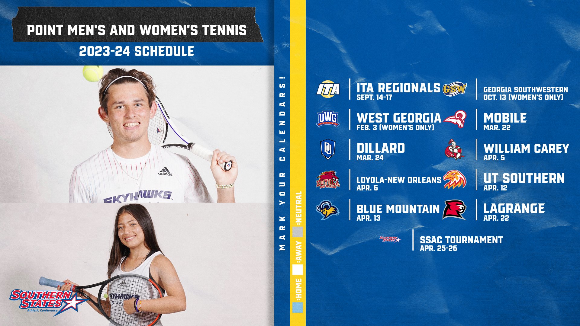 Point University Men’s and Women’s Tennis releases their 2023-24 Schedule