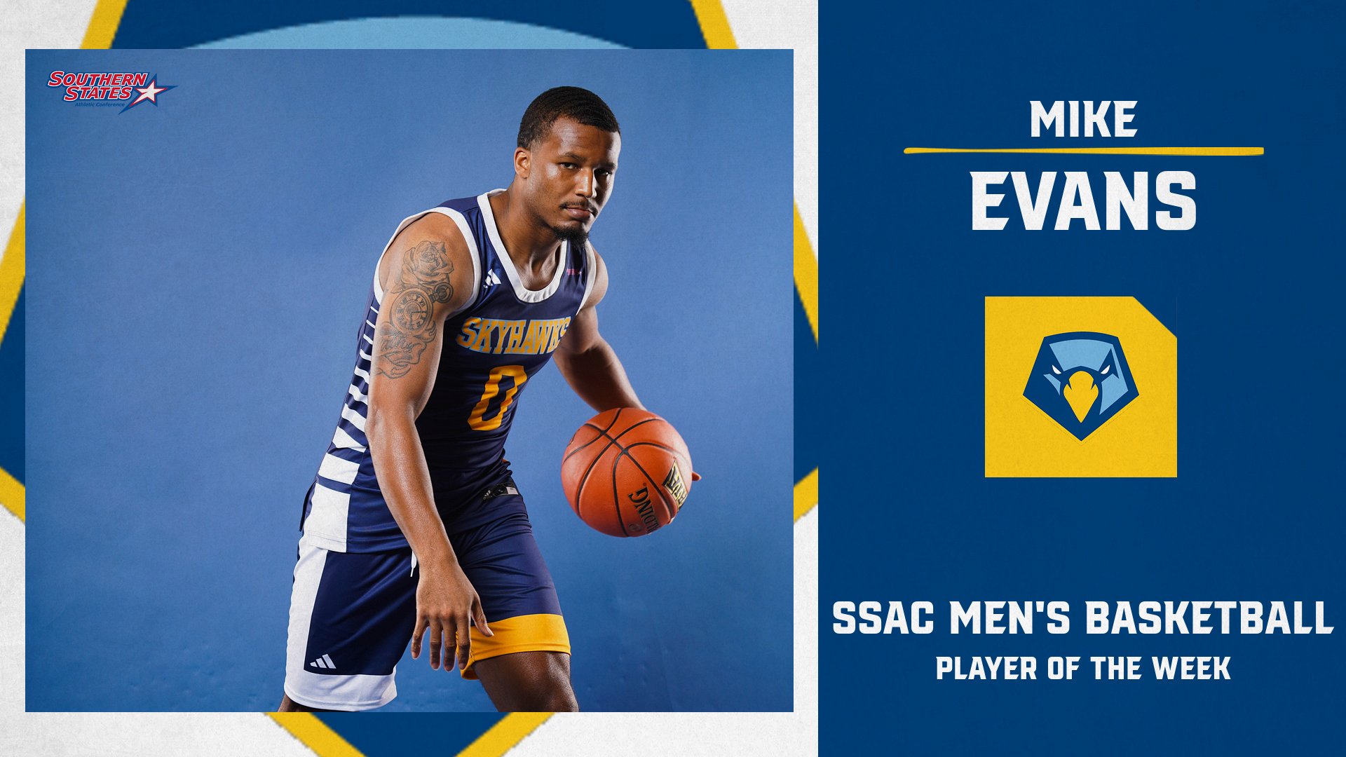 Mike Evans’ season-high earns him SSAC Men’s Basketball Player of the Week