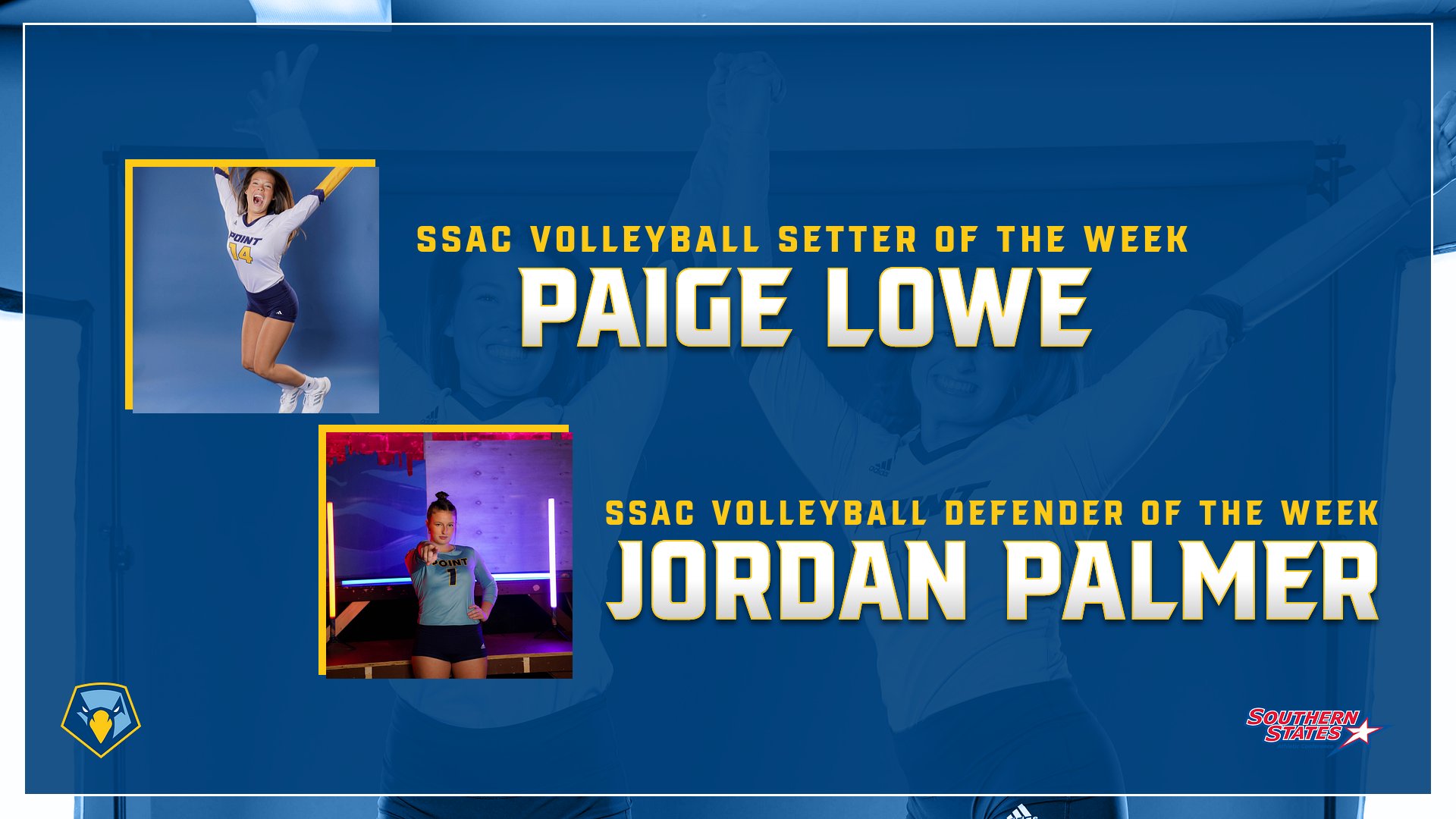Paige Lowe and Jordan Palmer earn SSAC Volleyball Player of the Week Honors